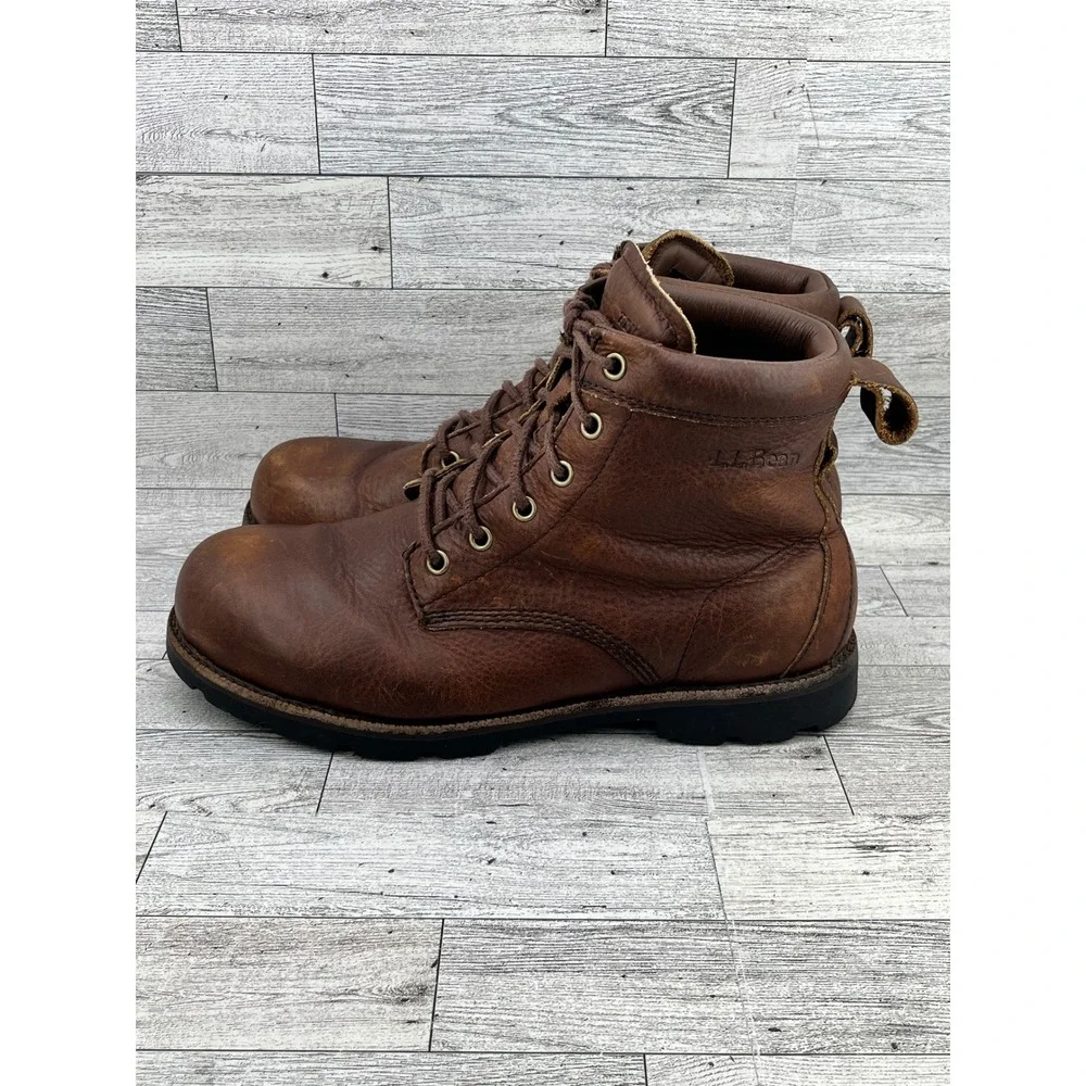 LL Bean Mens 296506 Waterproof Leather‎ Work Boots Brown Size 9 Wide